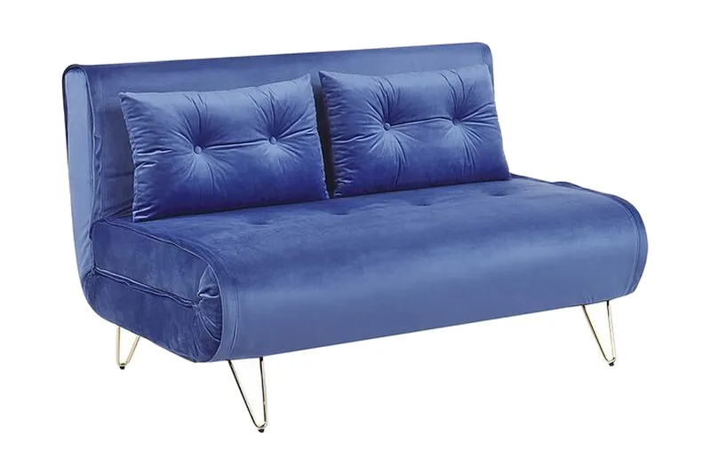Sofa 2-personers Velour marineblå VESTFOLD - Blå - Møbler - Sofaer - Sovesofaer - 2 personers sovesofa