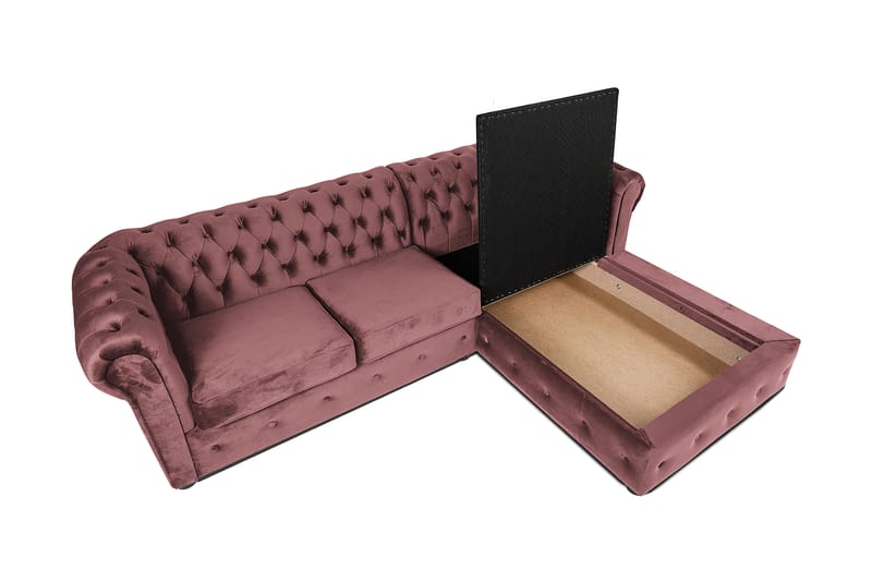 2-personers sovesofa Chesterfield med chaiselong - Rosa - Møbler - Sofaer - Sovesofaer