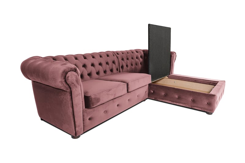 2-personers sovesofa Chesterfield med chaiselong - Rosa - Møbler - Sofaer - Sovesofaer