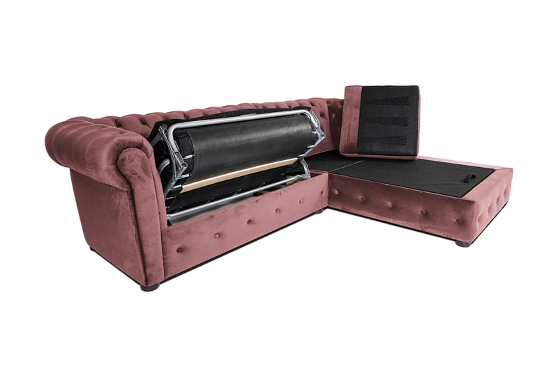 2-personers sovesofa Chesterfield med chaiselong - Rosa - Møbler - Sofaer - Sovesofaer