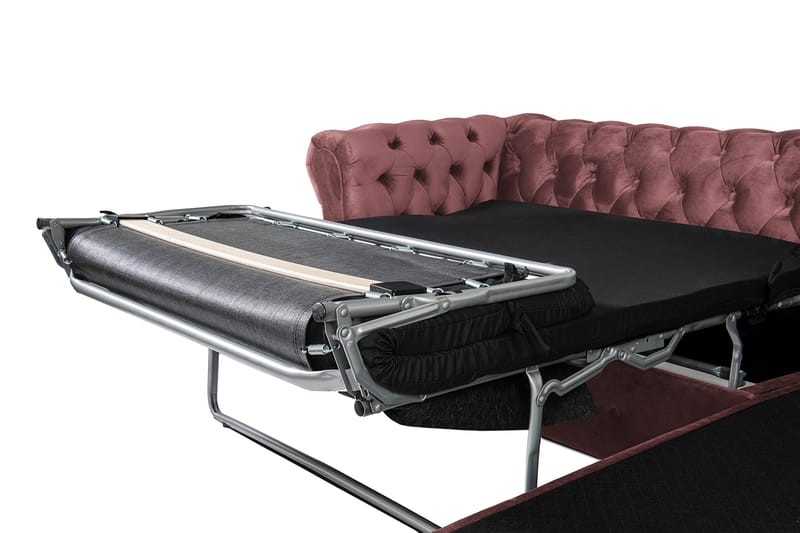 2-personers sovesofa Chesterfield med chaiselong - Rosa - Møbler - Sofaer - Sovesofaer
