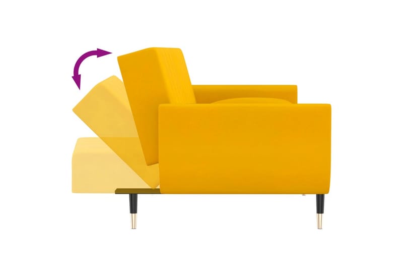 2-personers sovesofa med 2 puder fløjl gul - Gul - Sovesofaer