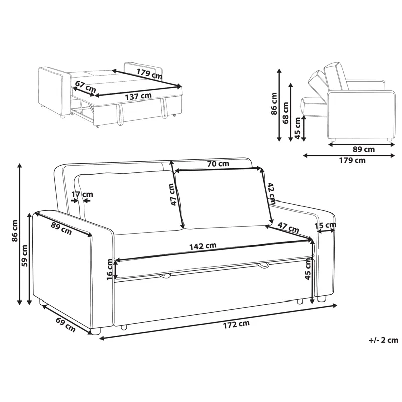 2-personers sofa Uttela - Grå - Møbler - Sofaer - Sovesofaer