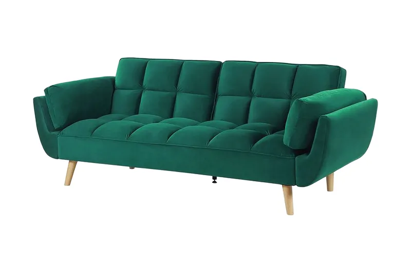 Asaby 3-Pers. Sovesofa - Velour/Grøn - Møbler - Sofaer - Sovesofaer - 3 personers sovesofa