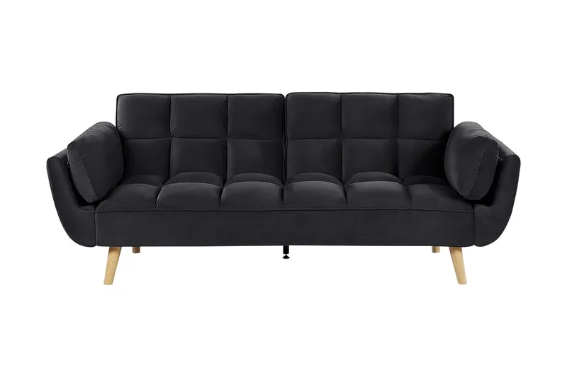 Asaby 3-personers Rektangulær Sovesofa 107x185 cm i Fløjl, Sort