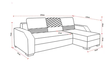 Concetta 3-personers Højre Sovesofa 195x125 cm med Opbevaring i Stof - Lysegrå Meleret - Møbler - Sofaer - Sovesofaer - 3 personers sovesofa