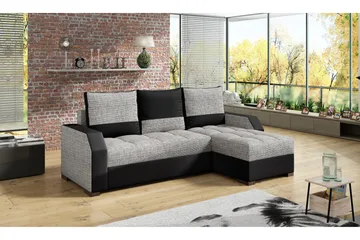 Concetta 3-personers Højre Sovesofa 195x125 cm med Opbevaring i Stof - Lysegrå Meleret - Møbler - Sofaer - Sovesofaer - 3 personers sovesofa