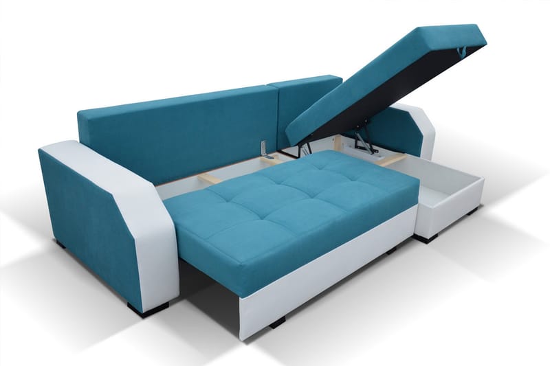 Concetta 3-personers Højre Sovesofa 195x125 cm med Opbevaring i Stof - Lysegrå Meleret - Møbler - Sofaer - Sovesofaer - 3 personers sovesofa