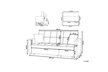 Glomma sovesofa 207 cm - Grå - Møbler - Sofaer - Sovesofaer - 3 personers sovesofa