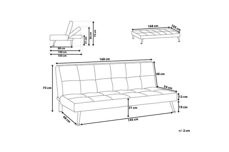 Hasle sovesofa 168 cm - Beige - Sovesofaer - 3 personers sovesofa