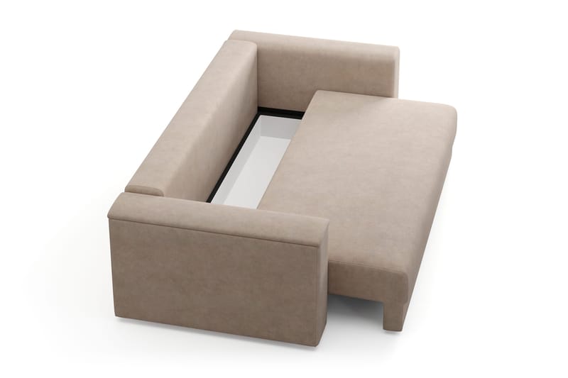 Rosenvind 3-personers sovesofa med opbevaring beige fløjl Andrarum - Møbler - Sofaer - Sovesofaer - 3 personers sovesofa
