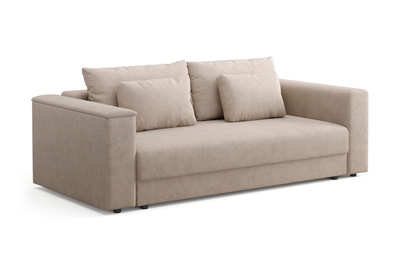Rosenvind 3-personers sovesofa med opbevaring beige fløjl Andrarum - Møbler - Sofaer - Sovesofaer - 3 personers sovesofa