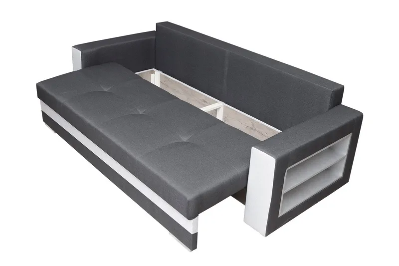 3-personers Sovesofa Rektangulær 236 cm med Opbevaring i Stof - Antracit - Møbler - Sofaer - Sovesofaer