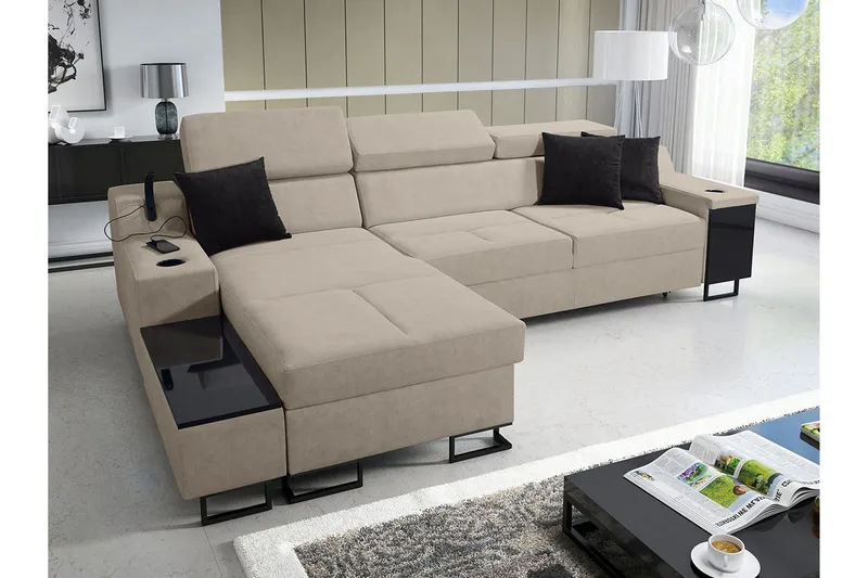 3-Pers. Sovesofa Venstre - Beige - Møbler - Sofaer - Sovesofaer