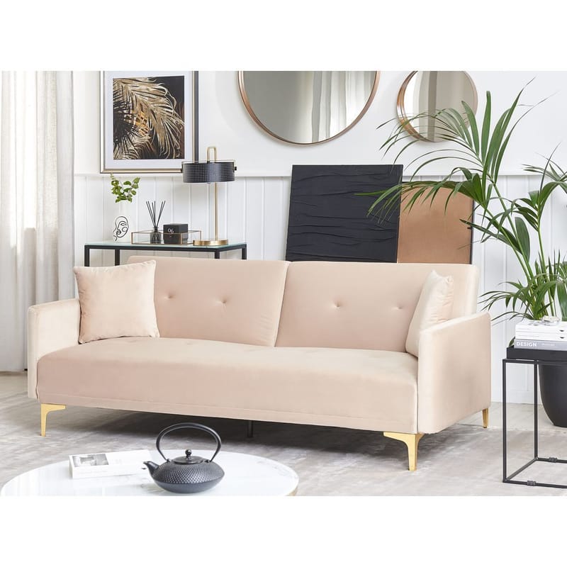 3-personers sofa Lucan - Beige, guld - Møbler - Sofaer - Sovesofaer