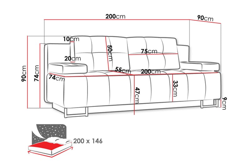 3-pers. Sovesofa - Brun - Møbler - Sofaer - Sovesofaer