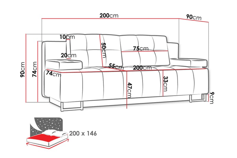 3-pers. Sovesofa - Brun - Sovesofaer - 3 personers sovesofa