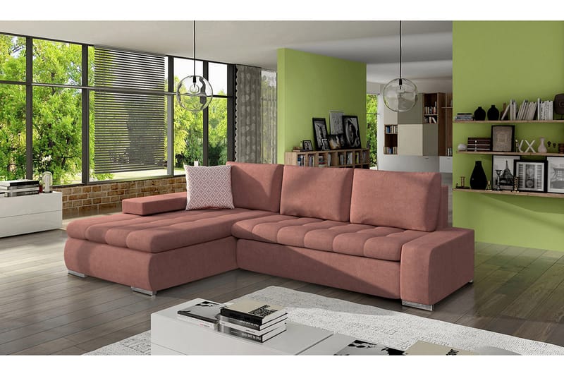 3-personers Hjørnesovesofa Cerys Mini - Læder / lyserød - Møbler - Sofaer - Sovesofaer