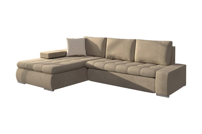 3-personers Hjørnesovesofa Cerys Mini - Læder / Beige - Sovesofaer - Hjørnesovesofa - Velour sofaer