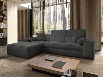 3-personers sovesofa med divan VITO Velo 636 Venstrevendt - Antracit - Møbler - Sofaer - Sovesofaer