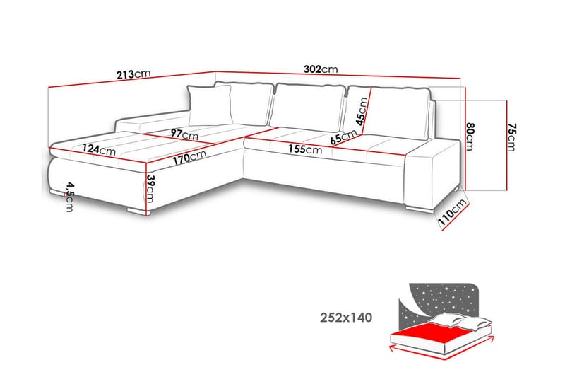 3-Pers. Sovesofa Universal - Sort - Sovesofaer - Sovesofa chaiselong