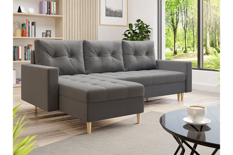 3-Pers. Sovesofa Universal - Grå - Sovesofaer - Sovesofa chaiselong - Velour sofaer