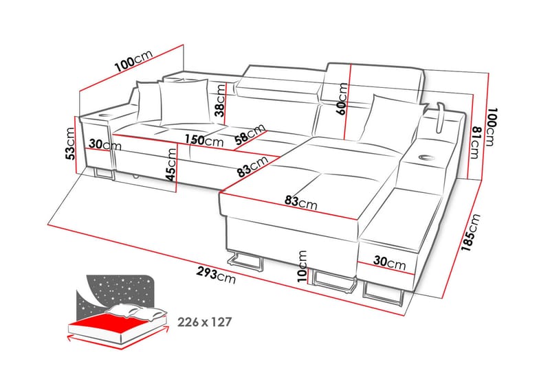 3-Pers. Sovesofa Venstre - Beige - Sovesofaer - Sovesofa chaiselong