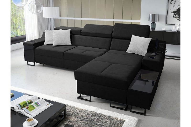 3-Pers. Sovesofa Højre - Sort - Møbler - Sofaer - Sovesofaer