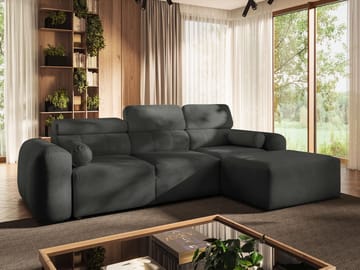 3-personers sovesofa med divan VOLARE Velo 636 Højrevendt - Mørkegrå - Møbler - Sofaer - Sovesofaer