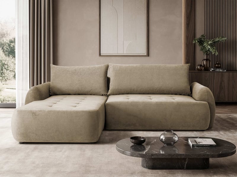 3-personers sovesofa med divan BUENO Cruz 15 Venstrevendt - Mørk beige - Møbler - Sofaer - Sovesofaer