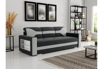 3-personers Sovesofa Rektangulær 236 cm med Opbevaring i Stof - Antracit - Møbler - Sofaer - Sovesofaer