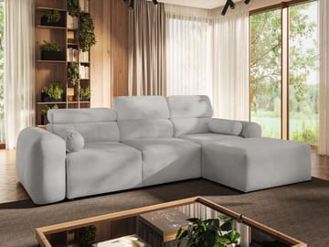 3-personers sovesofa med divan VOLARE Velo 633 Højrevendt - Lysegrå - Møbler - Sofaer - Sovesofaer
