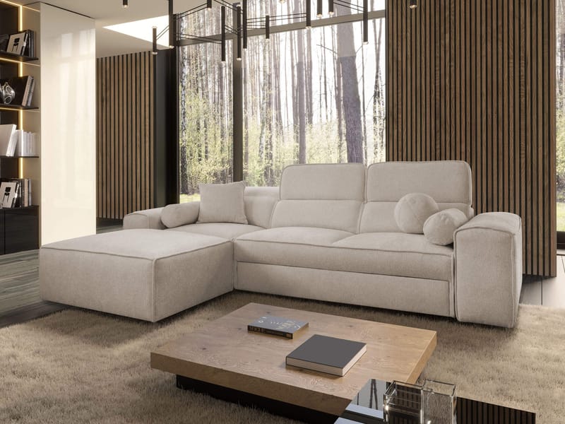 3-personers sovesofa med divan VITO Velo 623 Venstrevendt - Beige - Møbler - Sofaer - Sovesofaer