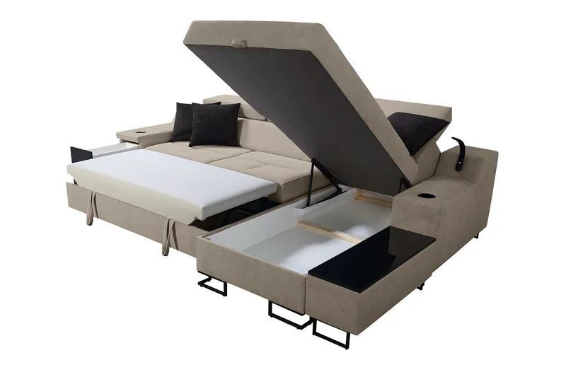 3-Pers. Sovesofa Venstre - Beige - Møbler - Sofaer - Sovesofaer