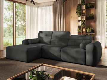 3-personers sovesofa med divan VOLARE Velo 636 Venstrevendt - Mørkegrå - Møbler - Sofaer - Sovesofaer