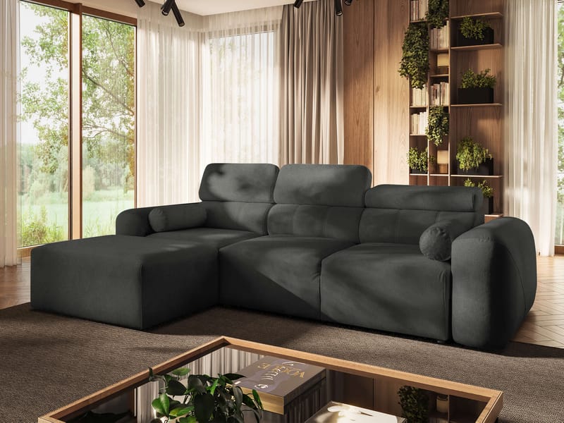 3-personers sovesofa med divan VOLARE Velo 636 Venstrevendt - Mørkegrå - Møbler - Sofaer - Sovesofaer
