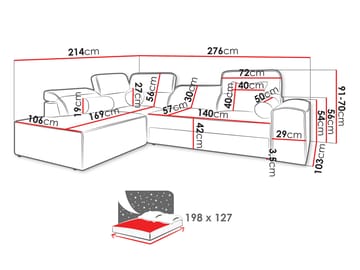 3-personers sovesofa med chaiselong VITO Velo 621 Højrevendt - hvid - Møbler - Sofaer - Sovesofaer