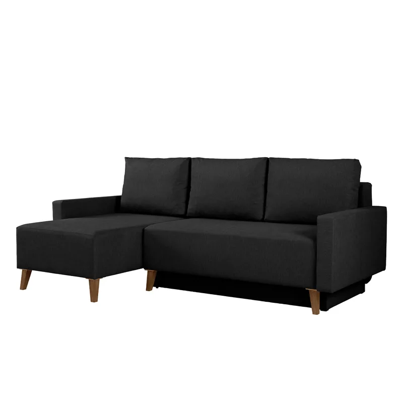 3-personers sovesofa med divan OVIEDO Verita 98, Sort