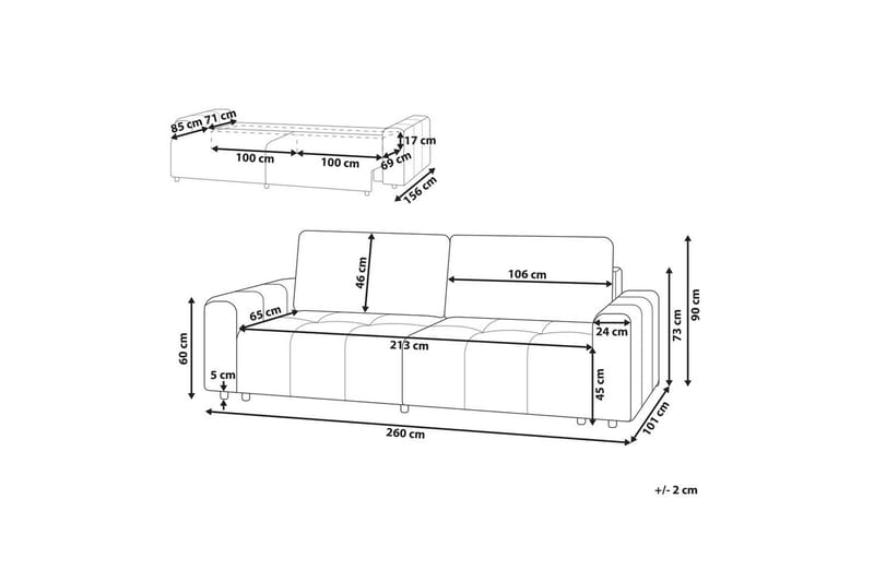 3-personers sofa Innvik - Brun, 213x156 cm - Møbler - Sofaer - Sovesofaer