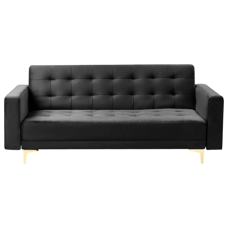 3-personers sofa Aberdeen, Sort, guld/fløjl