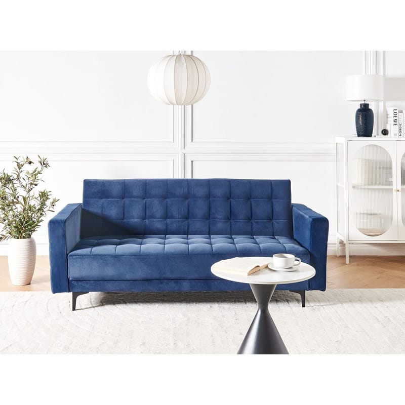 3-personers sovesofa Aberdeen - Blå, Sort/Fløjl - Møbler - Sofaer - Sovesofaer
