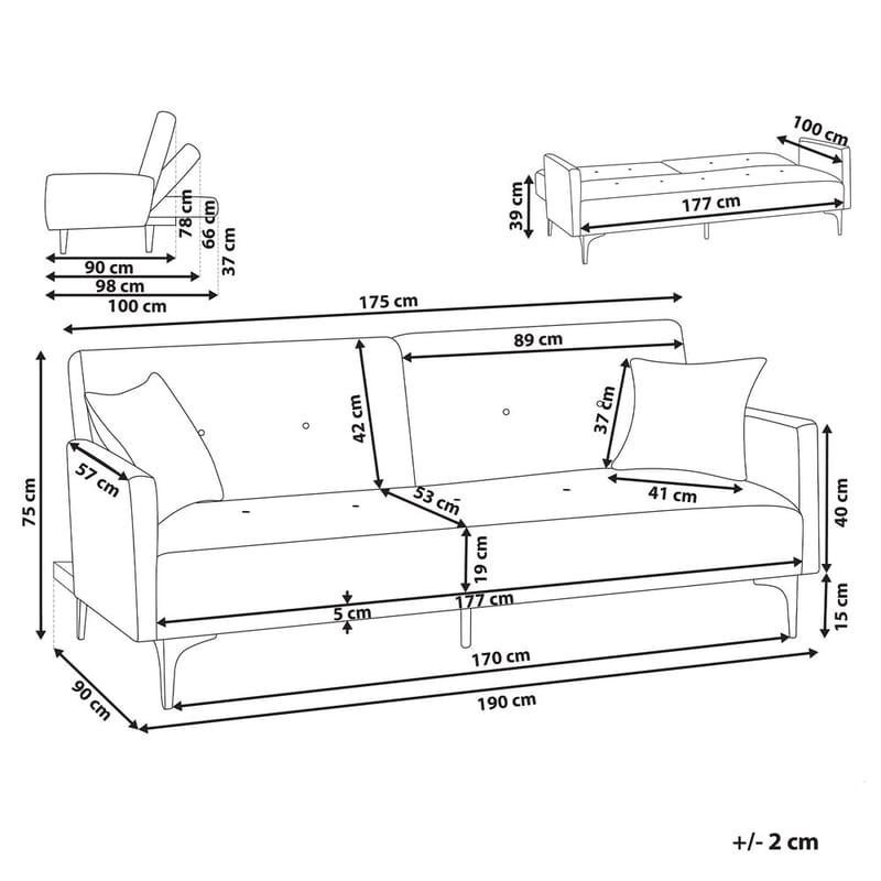 3-personers sofa Lucan - Rosa, guld - Møbler - Sofaer - Sovesofaer