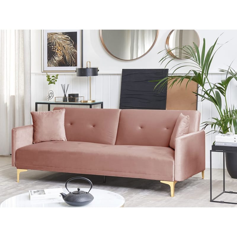 3-personers sofa Lucan - Rosa, guld - Møbler - Sofaer - Sovesofaer