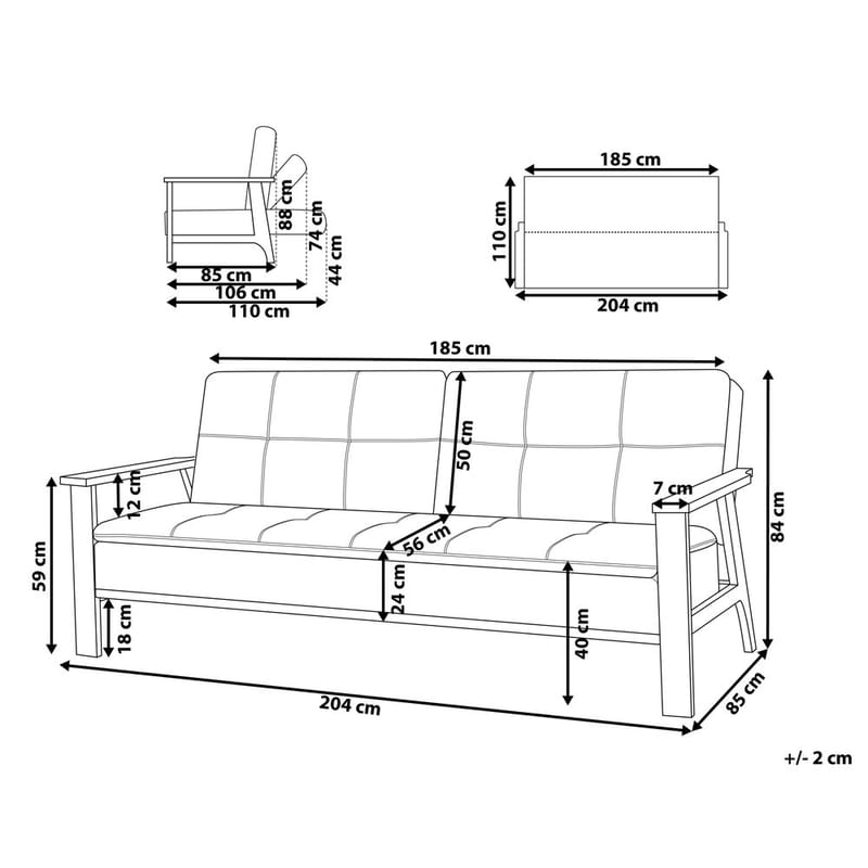 3-personers sofa Tjorn - Mørkegrå, lyst træ - Møbler - Sofaer - Sofagrupper