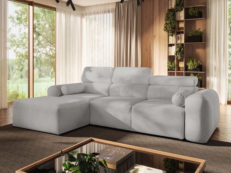 3-personers sovesofa med divan VOLARE Velo 633 Venstrevendt - Lysegrå - Møbler - Sofaer - Sovesofaer