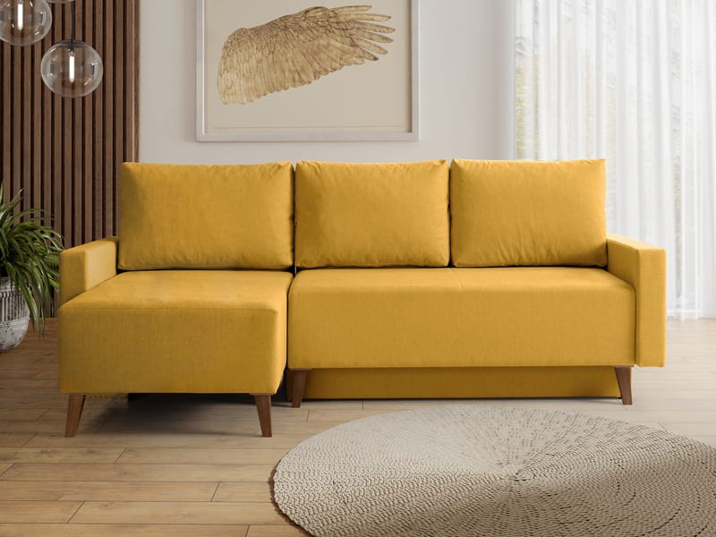 3-personers sovesofa med divan OVIEDO Verita 53 - Gul - Møbler - Sofaer - Sovesofaer
