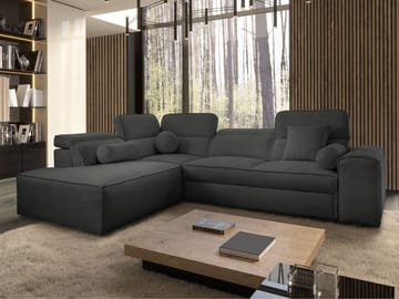 3-personers sovesofa med chaiselong VITO Velo 636 Venstrevendt - sort - Møbler - Sofaer - Sovesofaer