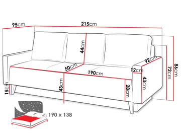 3-personers sovesofa OVIEDO Verita 98 - Sort - Møbler - Sofaer - Sovesofaer