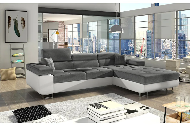 Klinka Sovesofa med Divan Højre, Grå/Hvid