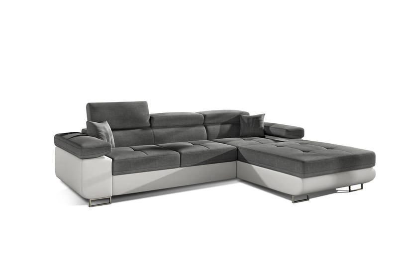 Klinka Sovesofa med Divan Højre - Grå/Hvid - Møbler - Sofaer - Sovesofaer - 4 personers sovesofa
